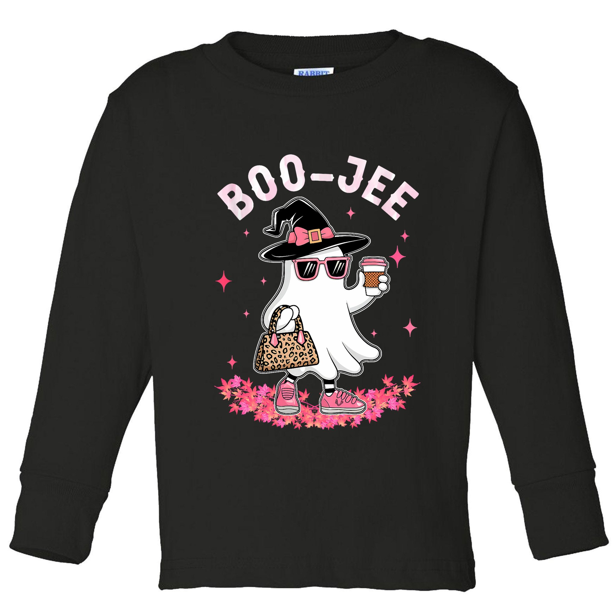 Cute Boo Jee Ghost Halloween Leopard Ghost Coffee Toddler Long Sleeve Shirt