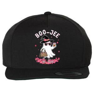 Cute Boo Jee Ghost Halloween Leopard Ghost Coffee Wool Snapback Cap