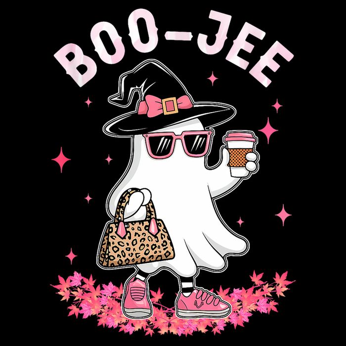 Cute Boo Jee Ghost Halloween Leopard Ghost Coffee Wool Snapback Cap