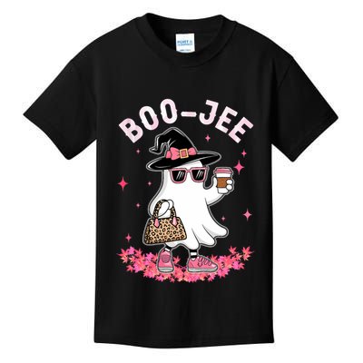 Cute Boo Jee Ghost Halloween Leopard Ghost Coffee Kids T-Shirt