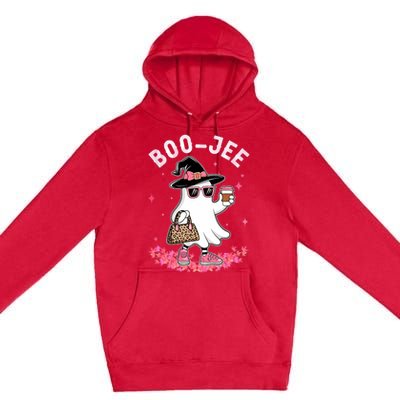 Cute Boo Jee Ghost Halloween Leopard Ghost Coffee Premium Pullover Hoodie