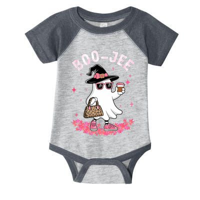 Cute Boo Jee Ghost Halloween Leopard Ghost Coffee Infant Baby Jersey Bodysuit