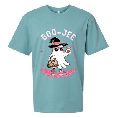Cute Boo Jee Ghost Halloween Leopard Ghost Coffee Sueded Cloud Jersey T-Shirt