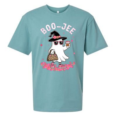 Cute Boo Jee Ghost Halloween Leopard Ghost Coffee Sueded Cloud Jersey T-Shirt