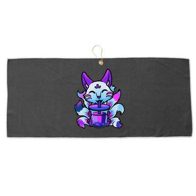 Cute Boba Japanese Bubble Tea Fox Kawaii Large Microfiber Waffle Golf Towel