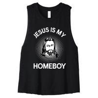 Christian Bible Jesus Is My Homeboy Funny Women's Racerback Cropped Tank