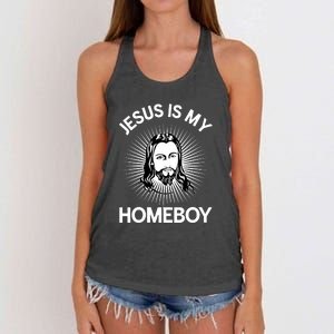 Christian Bible Jesus Is My Homeboy Funny Women's Knotted Racerback Tank