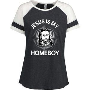 Christian Bible Jesus Is My Homeboy Funny Enza Ladies Jersey Colorblock Tee