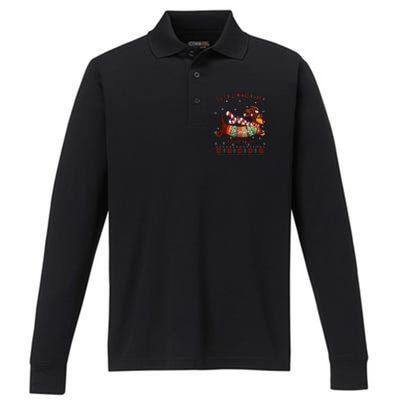 Cute Be Joyful Santa Dachshund Lovers Weiner Dog Performance Long Sleeve Polo