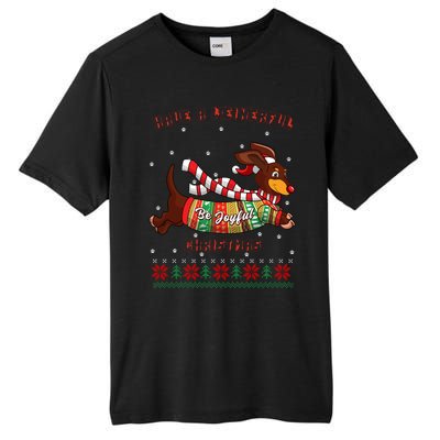 Cute Be Joyful Santa Dachshund Lovers Weiner Dog Tall Fusion ChromaSoft Performance T-Shirt