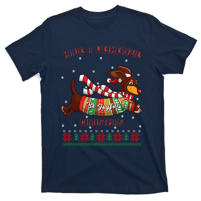 Cute Be Joyful Santa Dachshund Lovers Weiner Dog T-Shirt