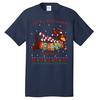 Cute Be Joyful Santa Dachshund Lovers Weiner Dog Tall T-Shirt