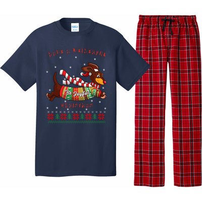 Cute Be Joyful Santa Dachshund Lovers Weiner Dog Pajama Set