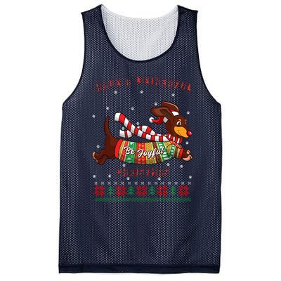 Cute Be Joyful Santa Dachshund Lovers Weiner Dog Mesh Reversible Basketball Jersey Tank