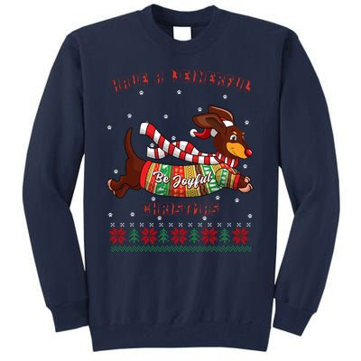 Cute Be Joyful Santa Dachshund Lovers Weiner Dog Tall Sweatshirt