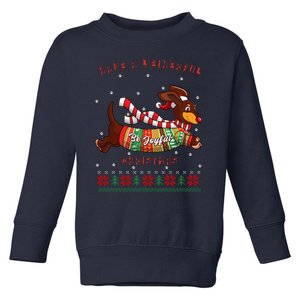 Cute Be Joyful Santa Dachshund Lovers Weiner Dog Toddler Sweatshirt