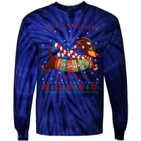 Cute Be Joyful Santa Dachshund Lovers Weiner Dog Tie-Dye Long Sleeve Shirt