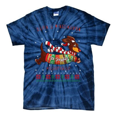 Cute Be Joyful Santa Dachshund Lovers Weiner Dog Tie-Dye T-Shirt