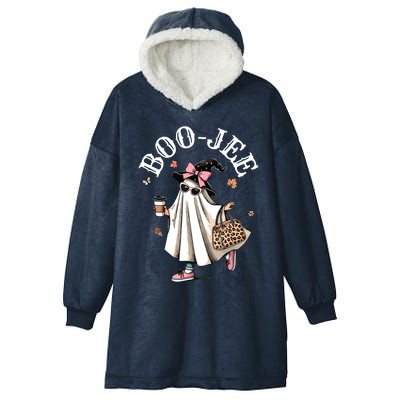 Cute Boo Jee Ghost Halloween Leopard Ghost Coffee Women Hooded Wearable Blanket