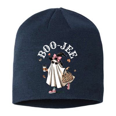 Cute Boo Jee Ghost Halloween Leopard Ghost Coffee Women Sustainable Beanie