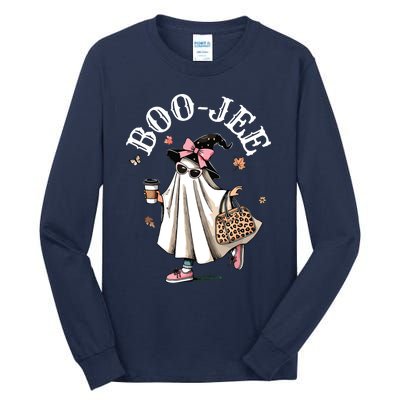 Cute Boo Jee Ghost Halloween Leopard Ghost Coffee Women Tall Long Sleeve T-Shirt