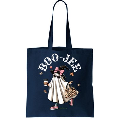 Cute Boo Jee Ghost Halloween Leopard Ghost Coffee Women Tote Bag