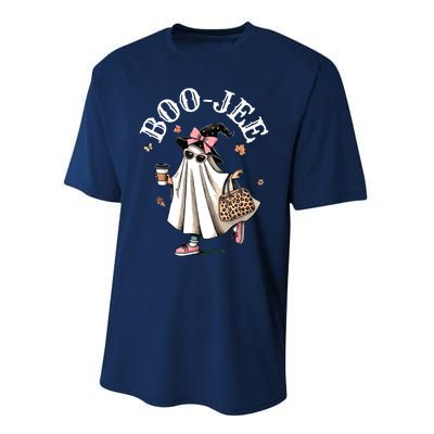 Cute Boo Jee Ghost Halloween Leopard Ghost Coffee Women Performance Sprint T-Shirt