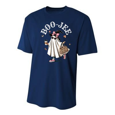 Cute Boo Jee Ghost Halloween Leopard Ghost Coffee Women Youth Performance Sprint T-Shirt