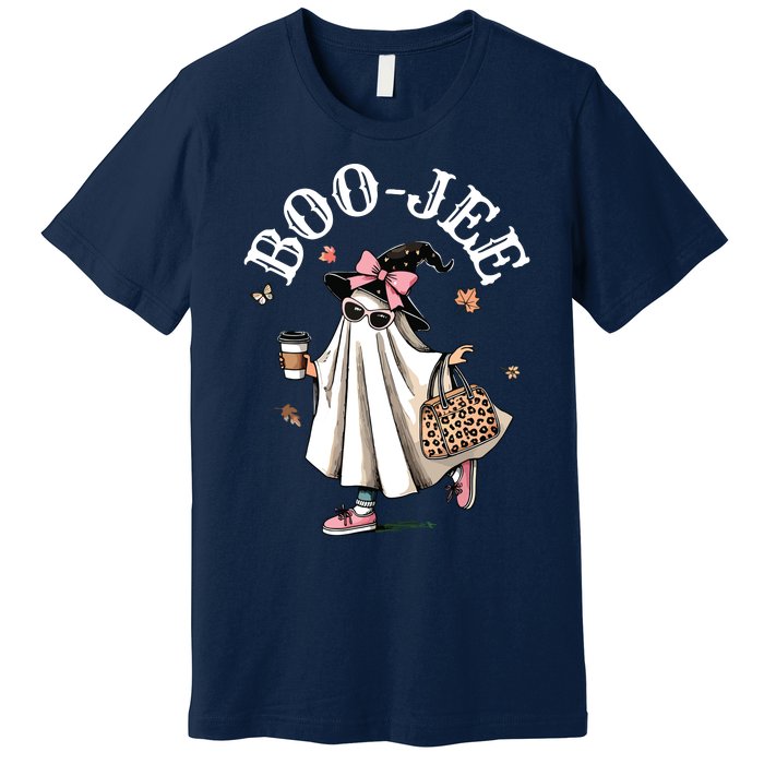 Cute Boo Jee Ghost Halloween Leopard Ghost Coffee Women Premium T-Shirt