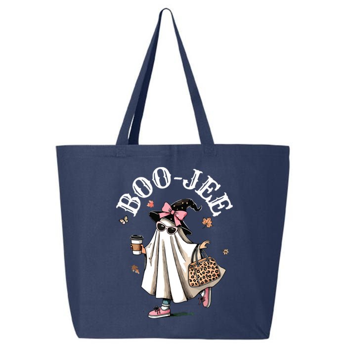 Cute Boo Jee Ghost Halloween Leopard Ghost Coffee Women 25L Jumbo Tote