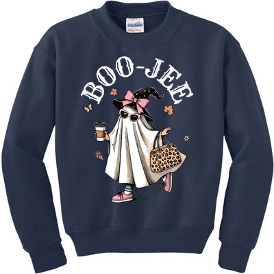 Cute Boo Jee Ghost Halloween Leopard Ghost Coffee Women Kids Sweatshirt