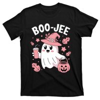 Cute Boo Jee Ghost Halloween Leopard Ghost Coffee Girl T-Shirt