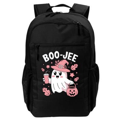 Cute Boo Jee Ghost Halloween Leopard Ghost Coffee Girl Daily Commute Backpack