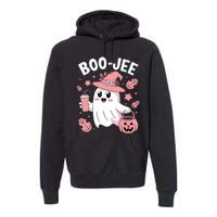 Cute Boo Jee Ghost Halloween Leopard Ghost Coffee Girl Premium Hoodie