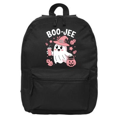 Cute Boo Jee Ghost Halloween Leopard Ghost Coffee Girl 16 in Basic Backpack