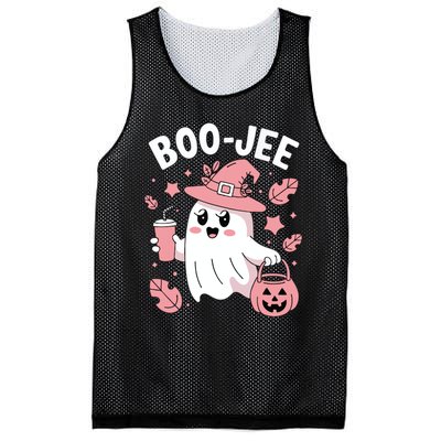 Cute Boo Jee Ghost Halloween Leopard Ghost Coffee Girl Mesh Reversible Basketball Jersey Tank