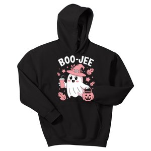 Cute Boo Jee Ghost Halloween Leopard Ghost Coffee Girl Kids Hoodie