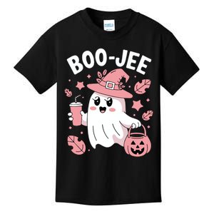 Cute Boo Jee Ghost Halloween Leopard Ghost Coffee Girl Kids T-Shirt