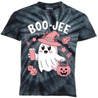 Cute Boo Jee Ghost Halloween Leopard Ghost Coffee Girl Kids Tie-Dye T-Shirt