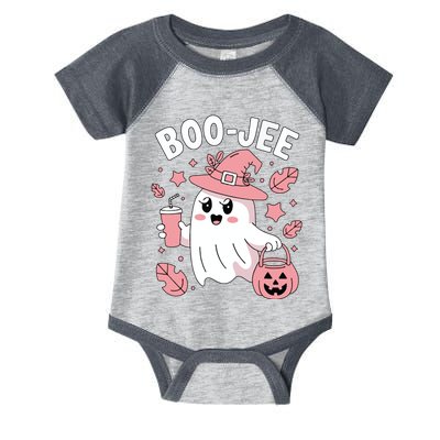 Cute Boo Jee Ghost Halloween Leopard Ghost Coffee Girl Infant Baby Jersey Bodysuit