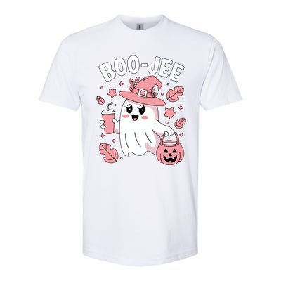 Cute Boo Jee Ghost Halloween Leopard Ghost Coffee Girl Softstyle CVC T-Shirt