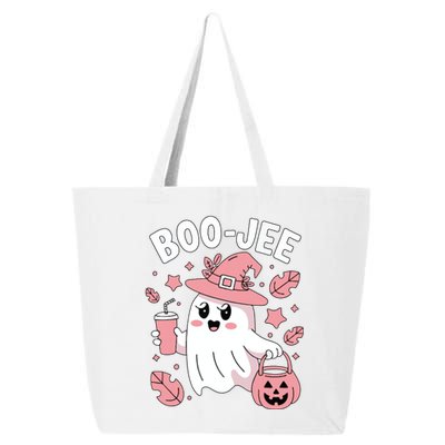 Cute Boo Jee Ghost Halloween Leopard Ghost Coffee Girl 25L Jumbo Tote