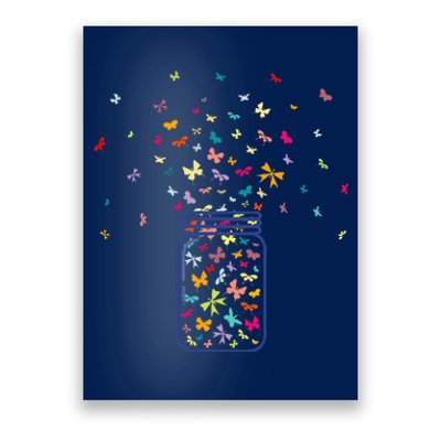 Colorful Butterfly Jar Cute Butterfly Art Design Poster