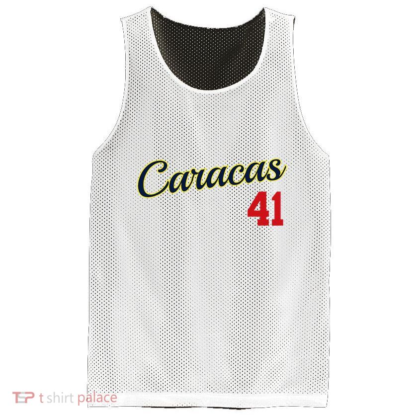Caracas Baseball Jersey Franela Beisbol Venezuela 41 Mesh Reversible Basketball Jersey Tank