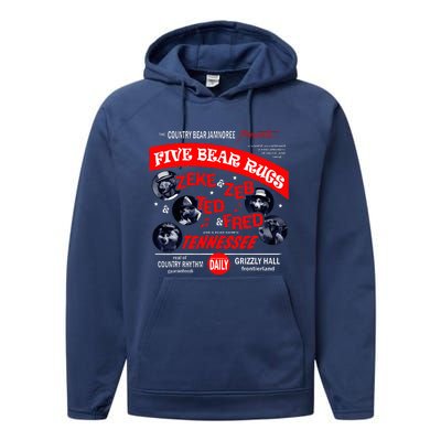 Country Bear Jamboree Real Old Country Rhythm Five Bear Rugs Performance Fleece Hoodie