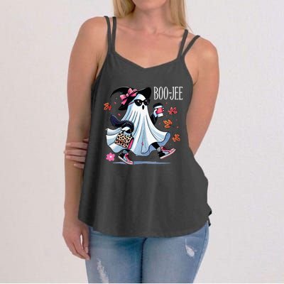 Cute Boo Jee Ghost Halloween Leopard Ghost Coffee Women's Strappy Tank