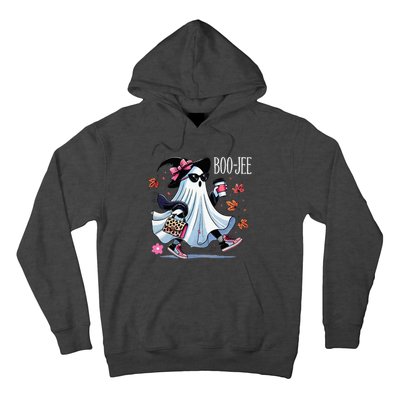 Cute Boo Jee Ghost Halloween Leopard Ghost Coffee Hoodie