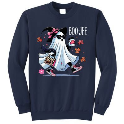 Cute Boo Jee Ghost Halloween Leopard Ghost Coffee Sweatshirt