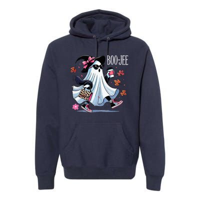 Cute Boo Jee Ghost Halloween Leopard Ghost Coffee Premium Hoodie