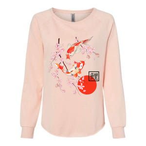 Cherry Blossom Japanese Koi Carp Fish Sakura Womens California Wash Sweatshirt